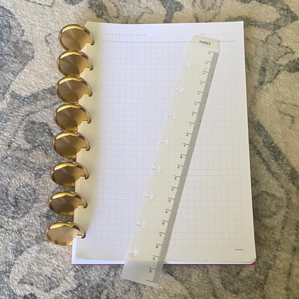 Gold Disc-Bound Notebook with Ruler
